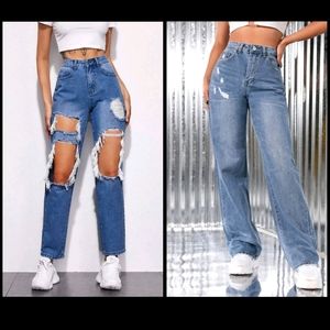 SHEIN Women's Distressed Jeans bundle in size L 8/10